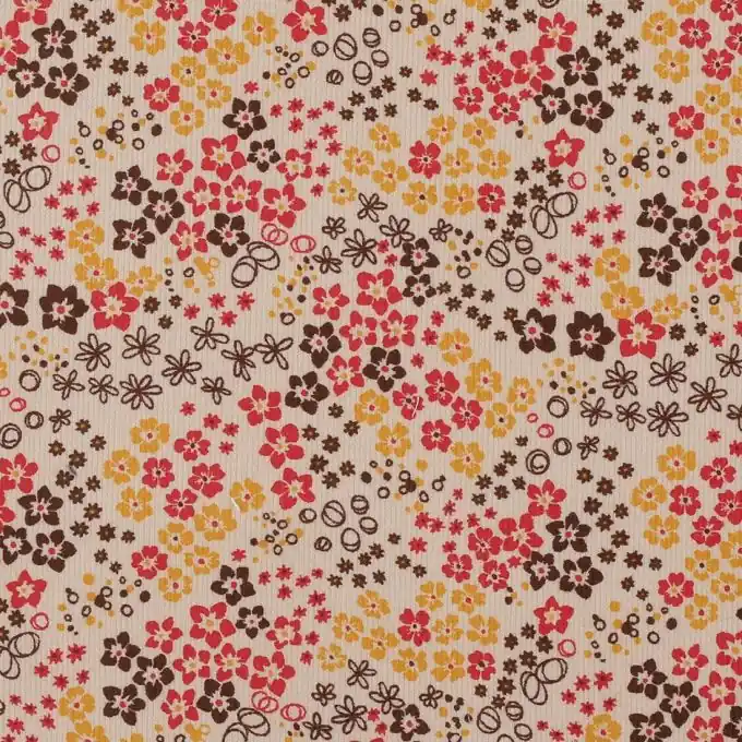 Samt Köperstoff Blumen beige Nur Für Kurze Zeit