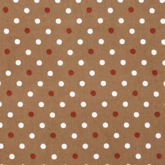 Highlight Samt Köperstoff dunkelbeige Punkte