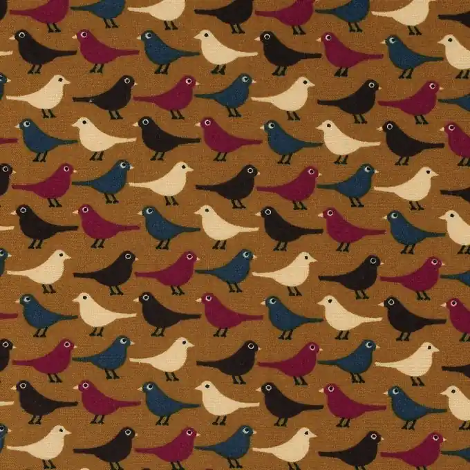 Baumwollstoff gebürstet Vogel beige Jetzt Bestellen