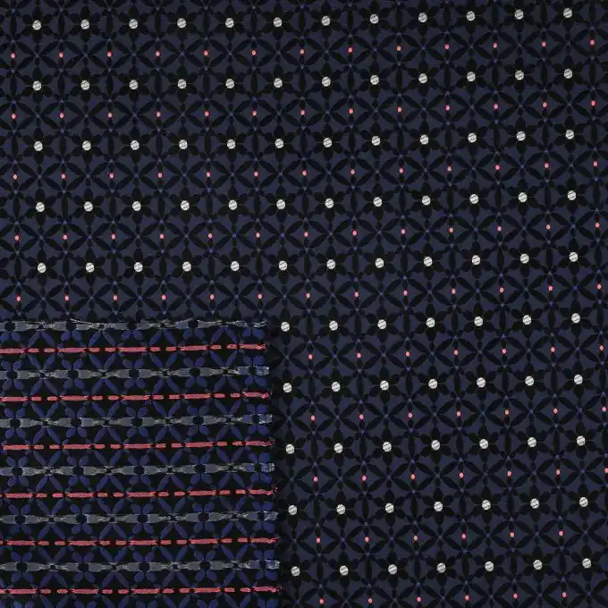 Direktkauf Jacquardstoff Blumen dunkelblau