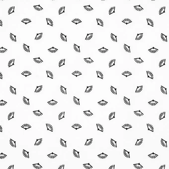 Ecrufarbener Popeline-Stoff mit Fächermotiven Schneller Versand