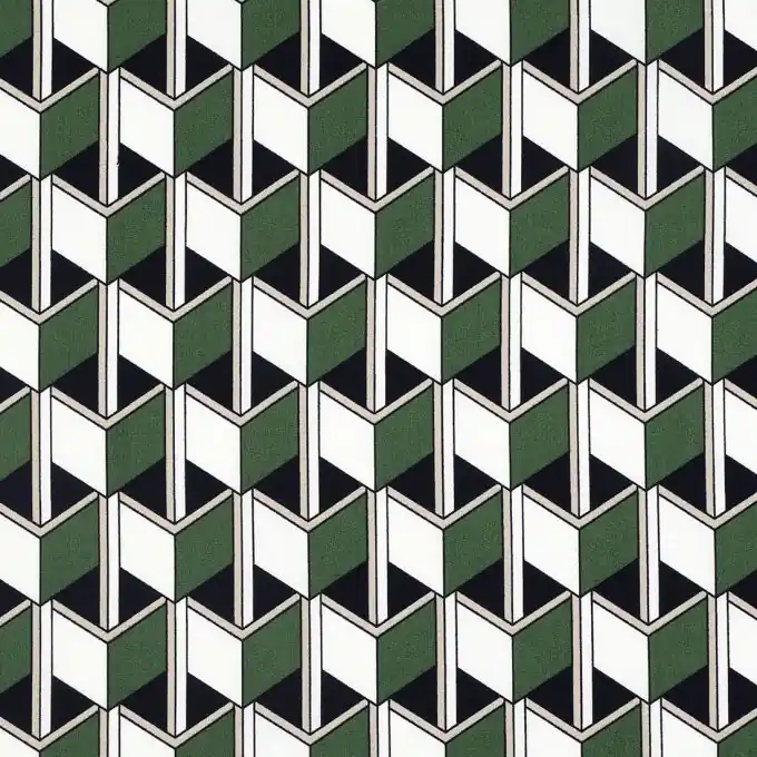 Popeline-Stoff in grünem Colorblock Ab Werk