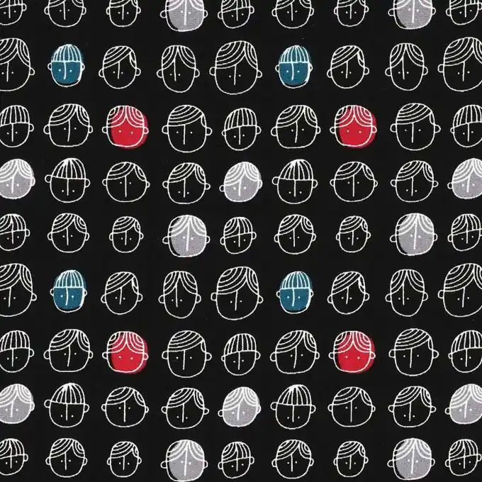 Popelinestoff mit Gewichtern als Motiven Rabatt