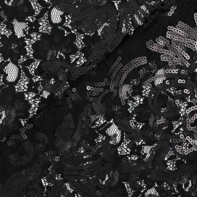 Spitzenstoff Pailletten schwarz Schnäppchen