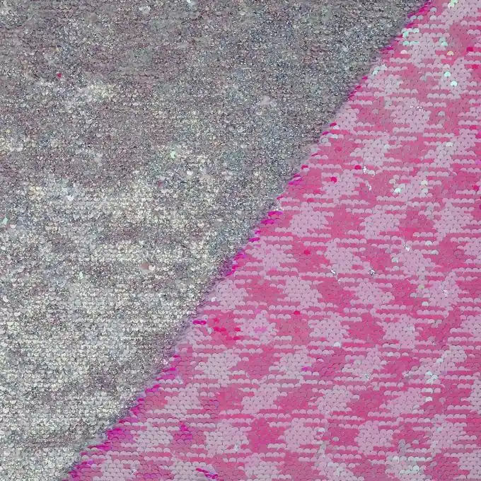 Markenprodukt Wendbarer Paillettenstoff silberfarben rosa