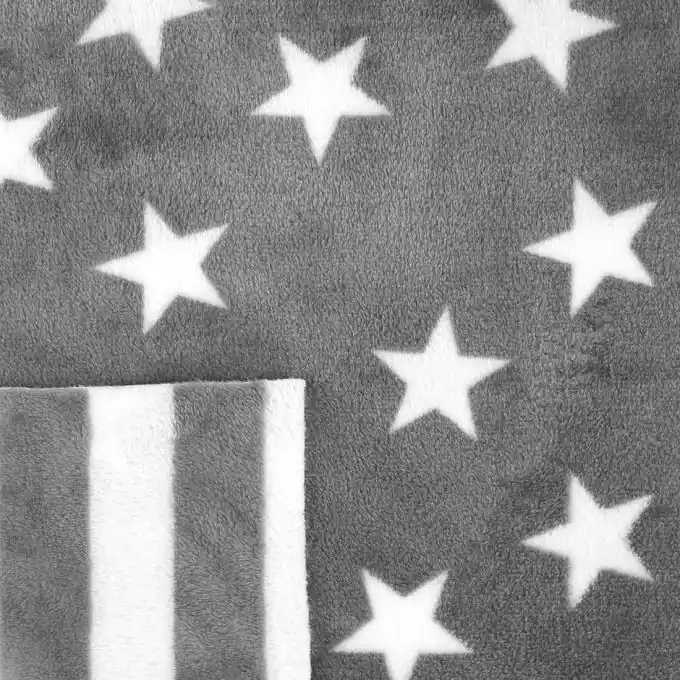 Fleecestoff doppelseitig Streifen Sterne grau Sofort Bestellen