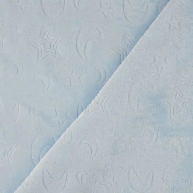 Fleecestoff Sterne Mond im relief blau Exklusiv