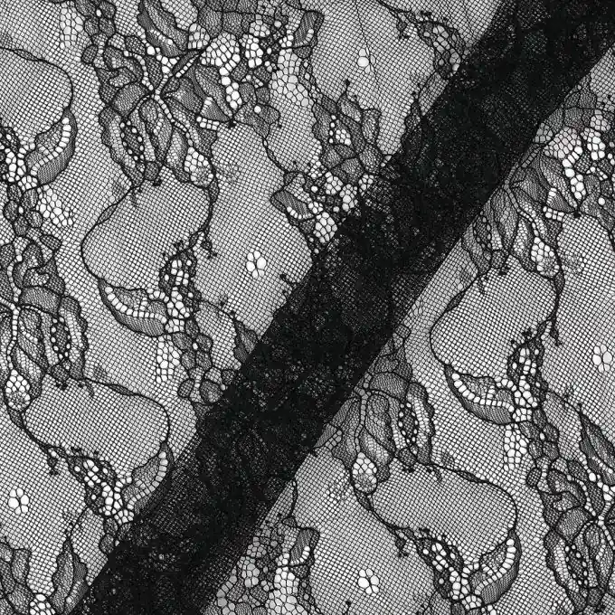 Spitzenstoff Blumen schwarz Abverkauf