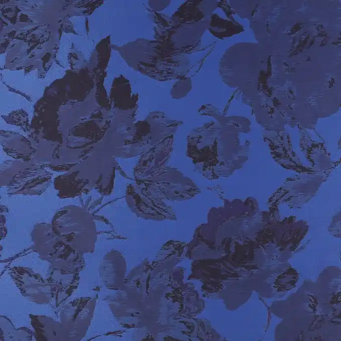 Jacquardstoff Blumen blau Finale Aktion