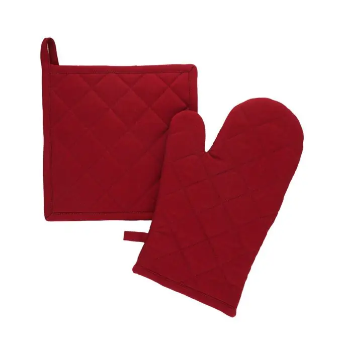 Begrenztes Angebot Set Ofenhandschuh und Topflappen Rot