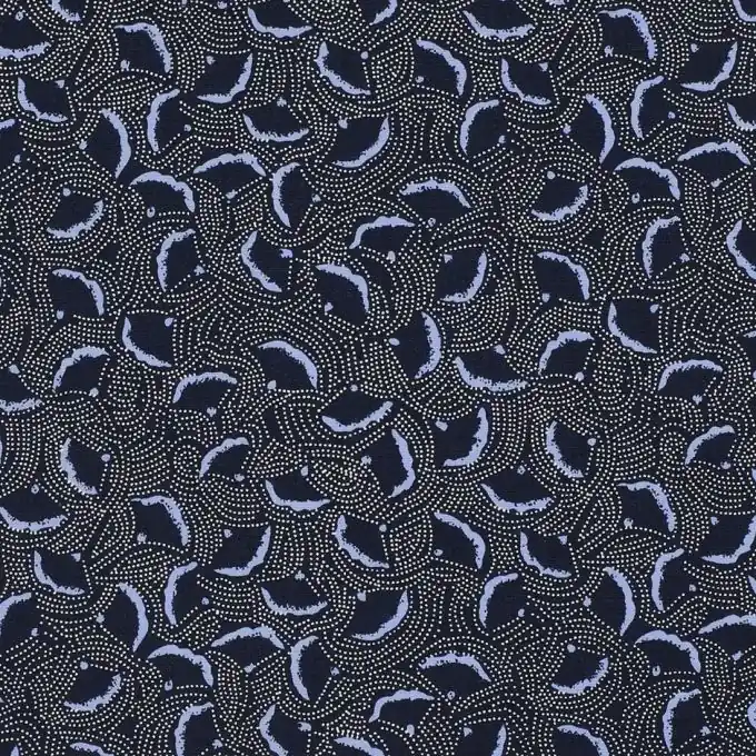 Popeline-Stoff Marine mit Fächermuster, 145 cm Breite Heute Kaufen