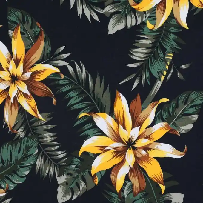 Gratis Versand Popeline-Stoff mit großen gelben Blüten