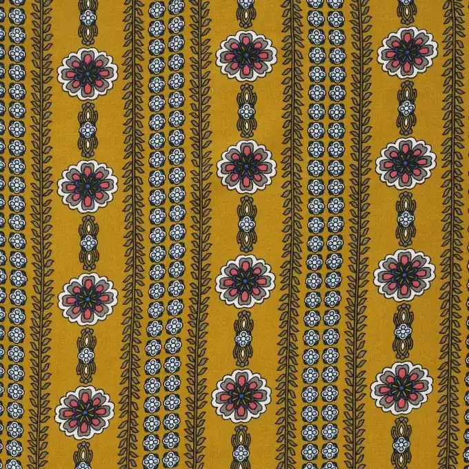 Gratis Versand Viskose-Stoff mit Blütenmuster in Senfgelb