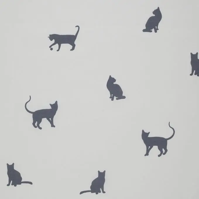 Sale Ecrufarbene Baumwoll-Popeline mit Katzen