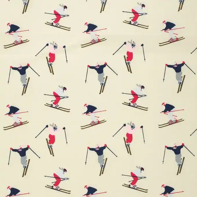 Baumwollpopeline mit Skifahrermotiven Jetzt Kaufen