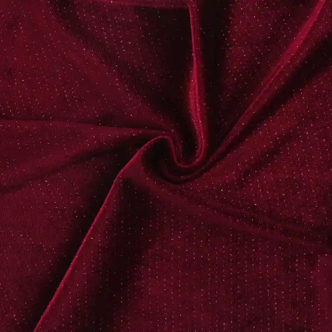 Zertifiziert Samtstoff mit Pailletten in Bordeauxrot
