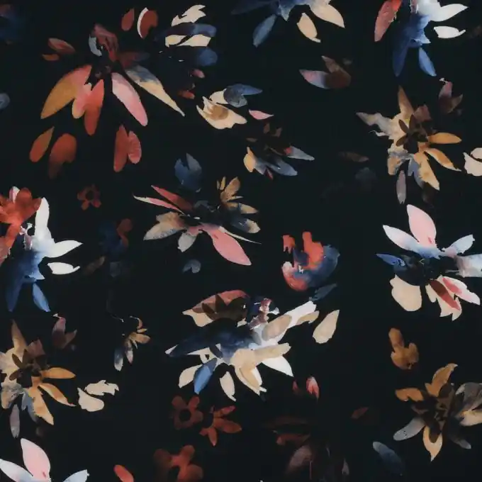 Neoprenstoff Blumen schwarz Günstig