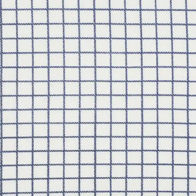 Jerseystoff mit Karos in Blau und Ecru Jetzt Kaufen