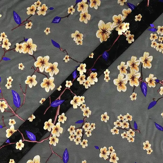 Tüll Blumen schwarz Begrenztes Angebot