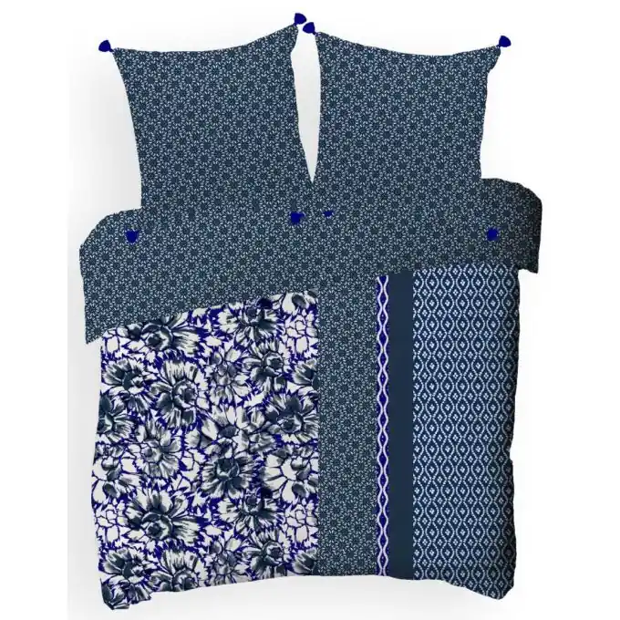 Gleich Bestellen Bettwäsche-Set 2 Personen Blumen blau