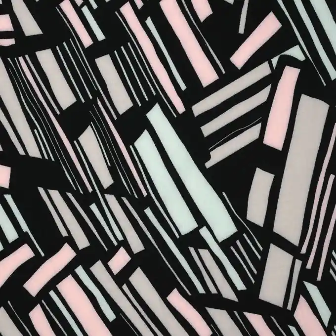 Jerseystoff Linien schwarz Preisreduziert