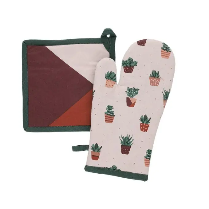 Letzte Chance Set Ofenhandschuh & Topflappen Pflanzen