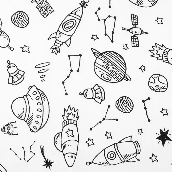 Finale Aktion Stoff zum Ausmalen Weltall