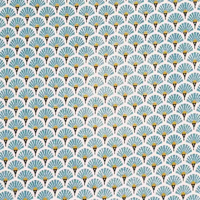 Polsterstoff Fächermotiv Blau Weltweiter Versand