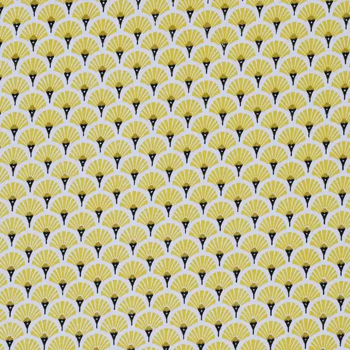 Handgefertigt Polsterstoff Fächermotiv Gelb
