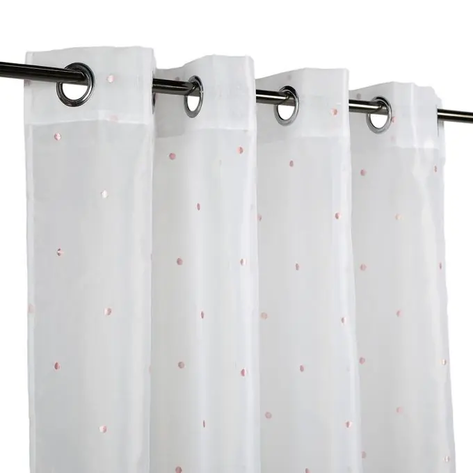 Bestickter Voilage Rosa Punkte 140×240 cm Direktkauf