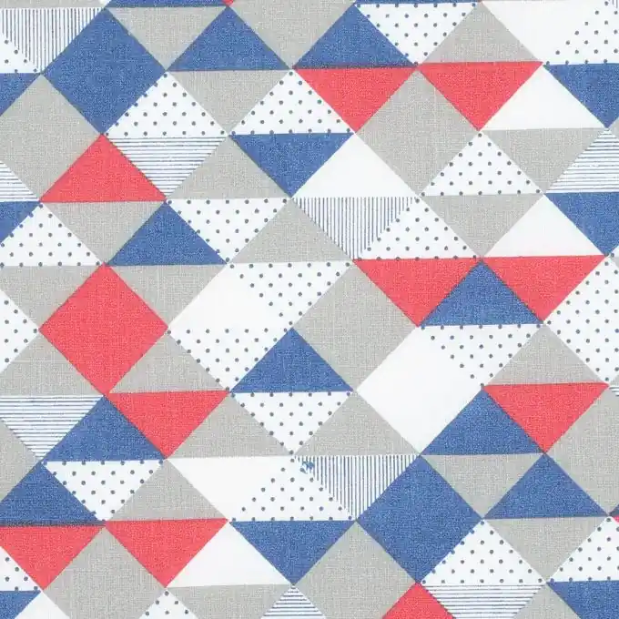 Baumwollstoff Dreiecke Blau/Rosa Preis Gesenkt