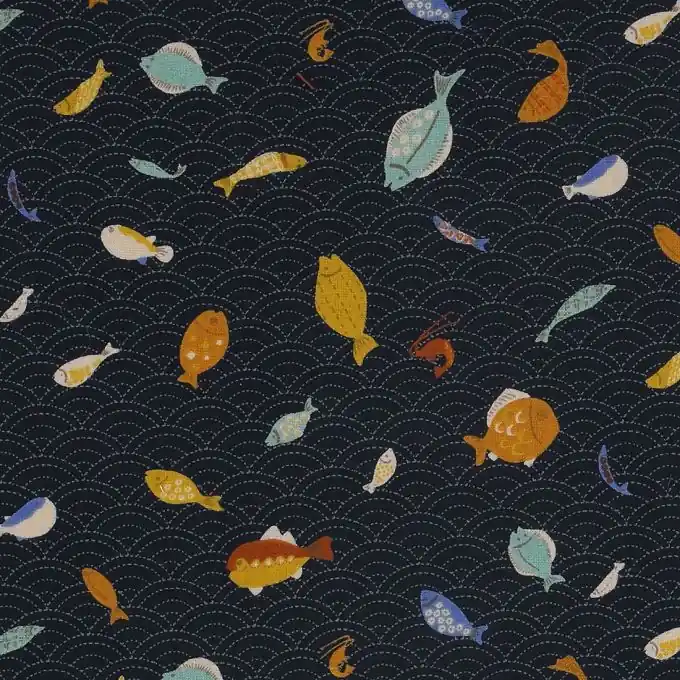 Popeline Fische dunkelblau Sonderangebot