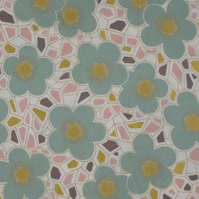 Popeline große Blumen grün Kostenloser Versand