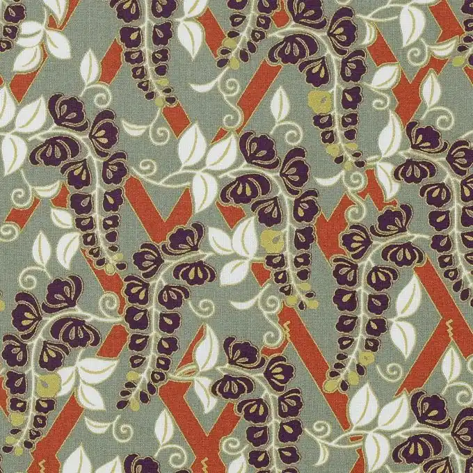 Popeline Baumwolle Blätter violet Abverkauf