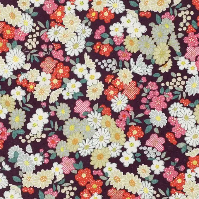 Wochenendangebot Popeline Blumen Violet