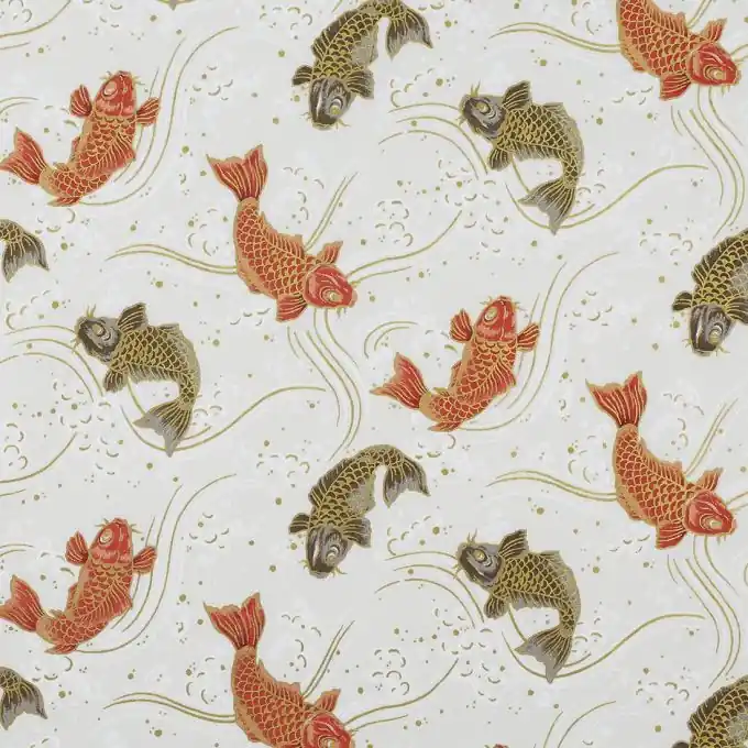 Kostenloser Versand Popeline Fische beige