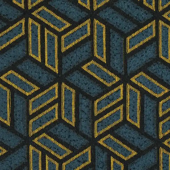 Neu Jacquard-Samtstoff, blau und gelb