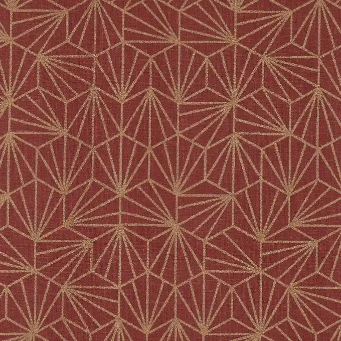 Weinroter und goldfarbener Origami-Baumwollstoff Heißes Angebot