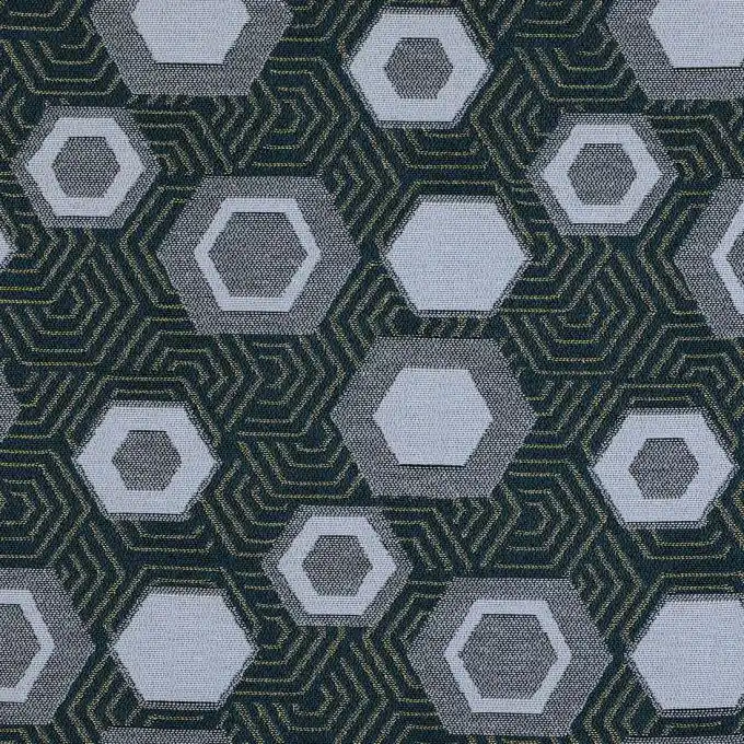 Jacquard-Stoff Sechsecke Blau/Golden Kostenloser Rückversand