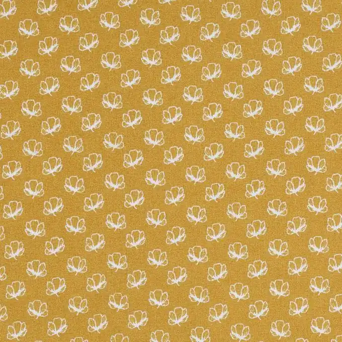 Sonderaktion Gelb geblümter Baumwollstroff Kukuma
