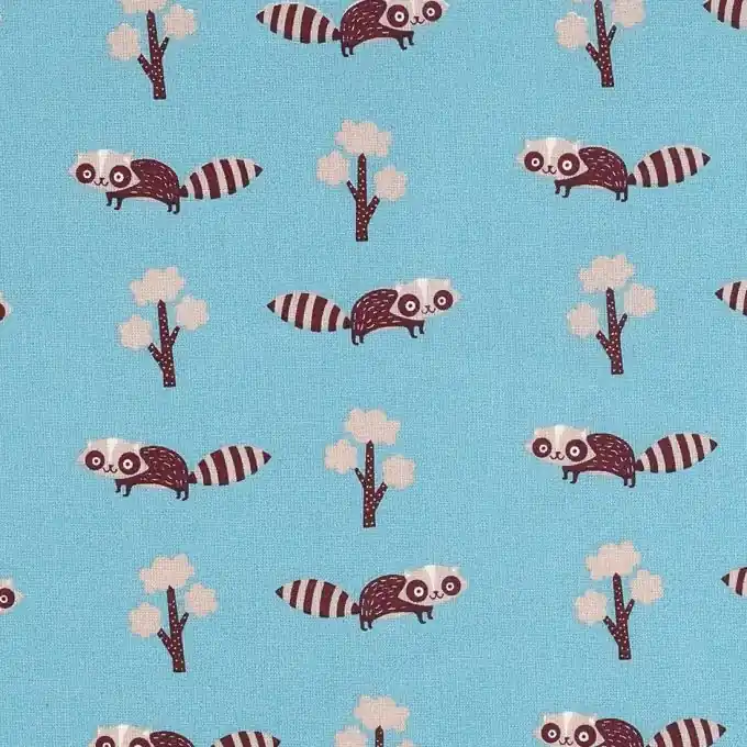 Sofort Bestellen Baumwollstoff Waschbär Blau