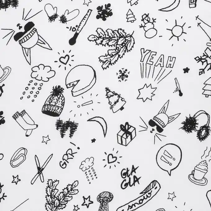 Baumwollstoff zum Ausmalen Ski Premium