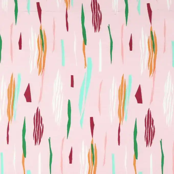 Kostenloser Versand Rosa Baumwollstoff mit bunten Elementen