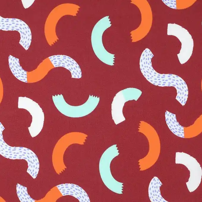 Weltweiter Versand Baumwollstoff Weinrot gemustert