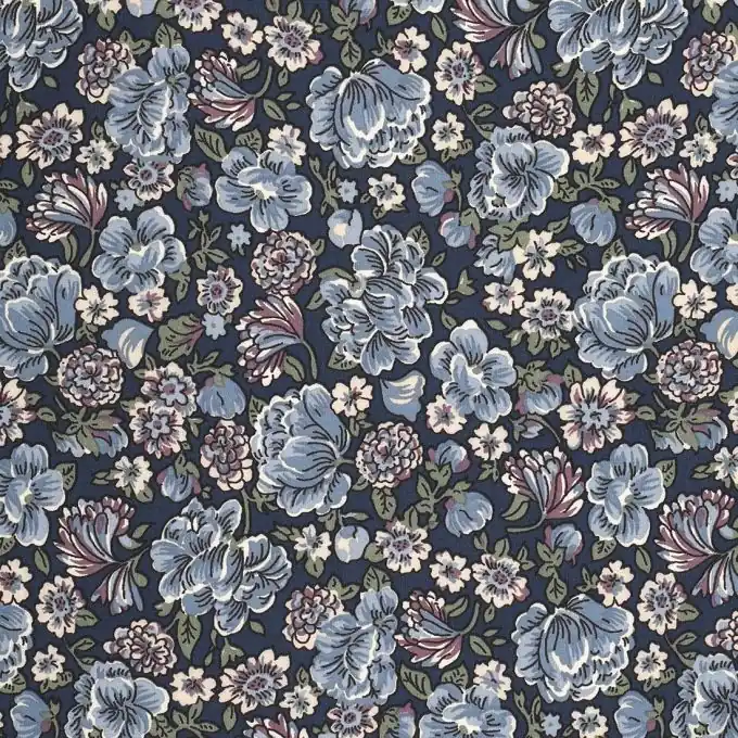 Viskosepopeline Blumen blau Nur Für Kurze Zeit