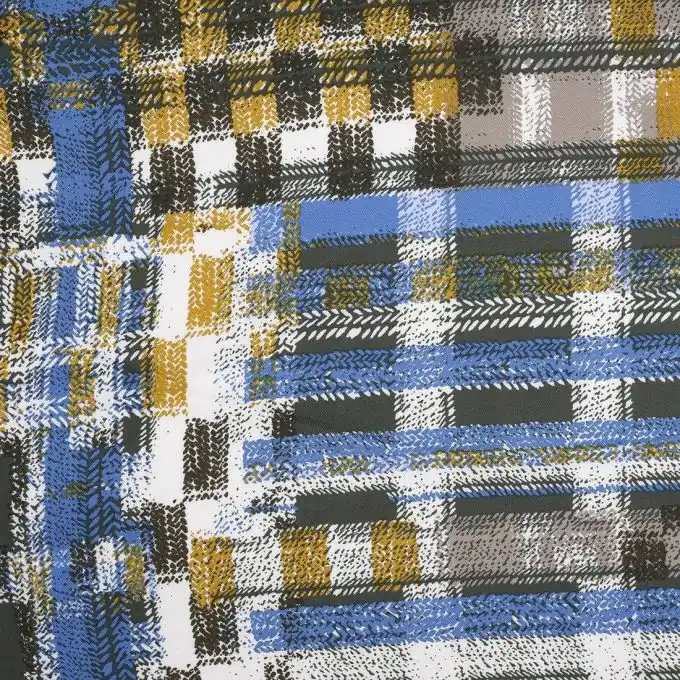 Stoff aus Viskose mit grün-blauem Karomuster Neue Kollektion