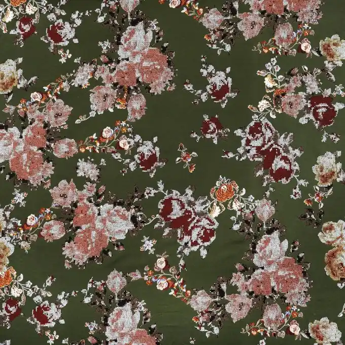 Viskose Blumen khaki Must-Have