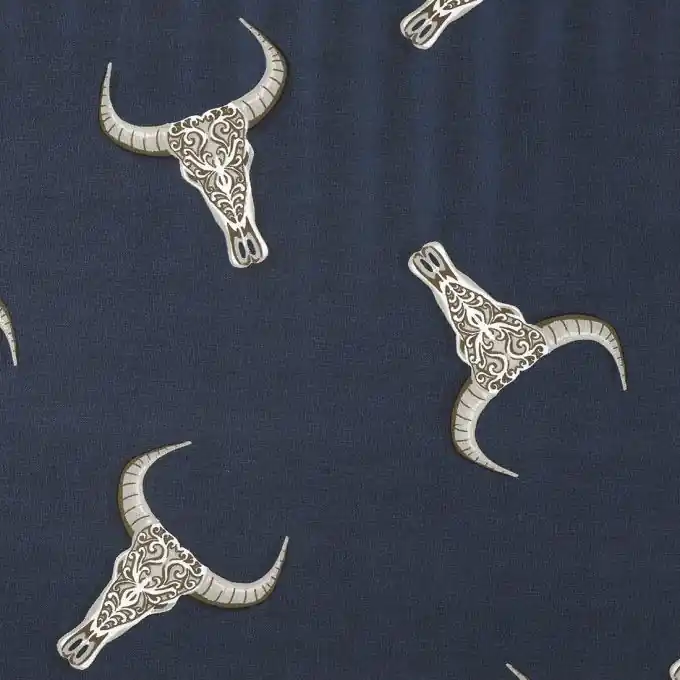 Blaugrauer halbmatte Baumwollstoff mit Büffelkopfmuster Sichere Zahlung