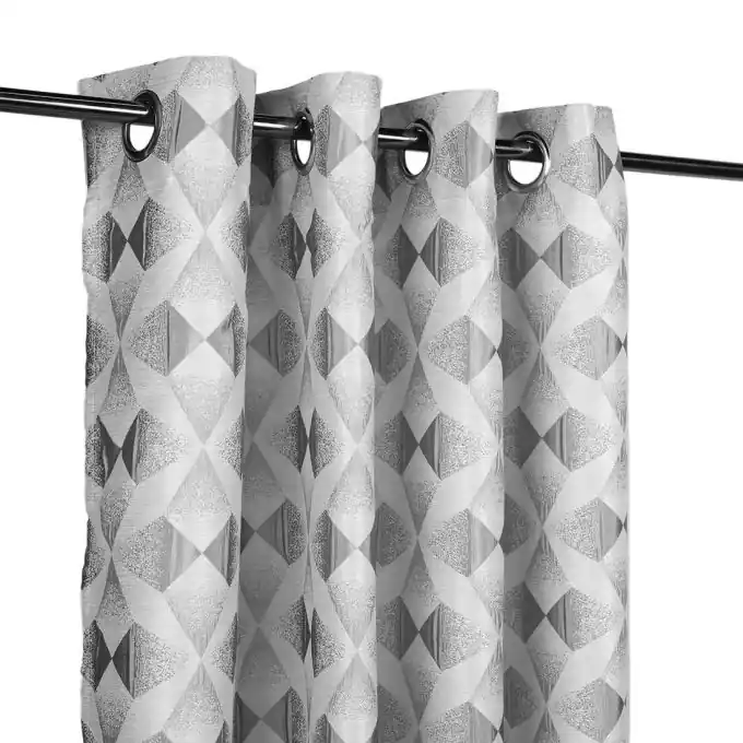 Vorhang Jacquard Geomuster grau Aktuell
