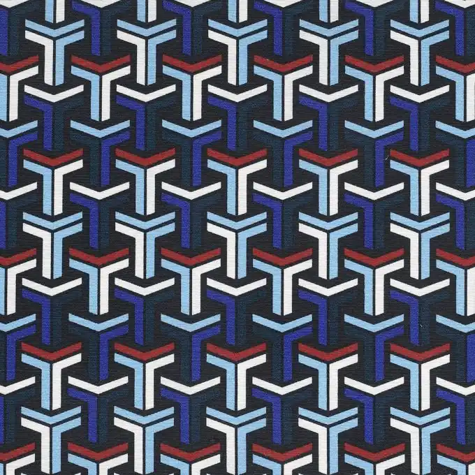 Gratis Versand Blauer dicker Baumwollstoff mit geometrischem Muster